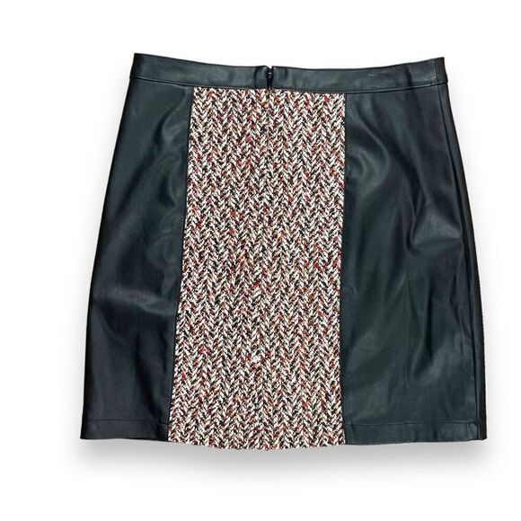 BCBGMAXAZRIA Faux Leather Tweed Mini Skirt Sz S - Picture 8 of 12